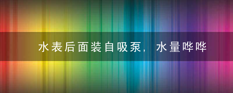 水表后面装自吸泵,水量哗哗变大,不该怪师傅糊弄我,替