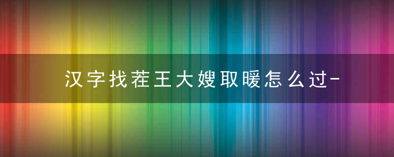 汉字找茬王大嫂取暖怎么过-让大嫂暖起来通关攻略