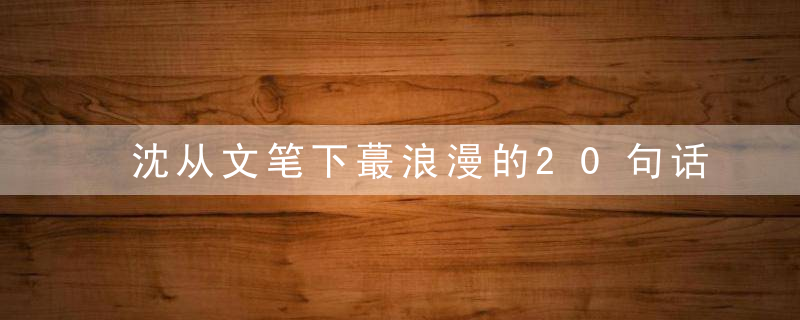 沈从文笔下蕞浪漫的20句话,“我明白你会来,所以我等