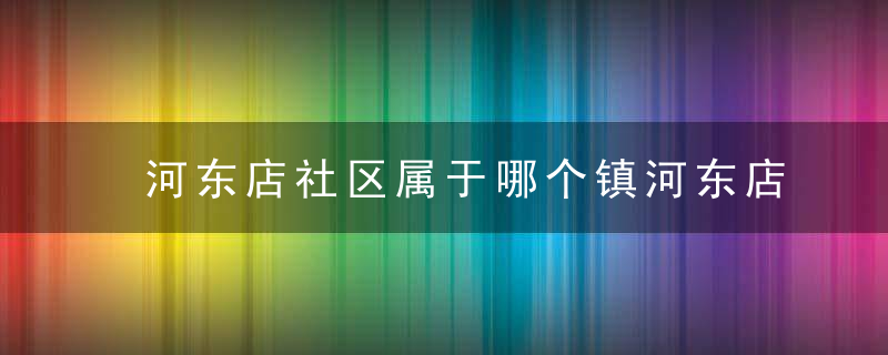 河东店社区属于哪个镇河东店社区介绍，河东社区在哪