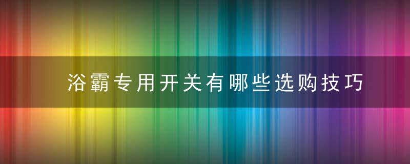 浴霸专用开关有哪些选购技巧？，浴霸开关种类