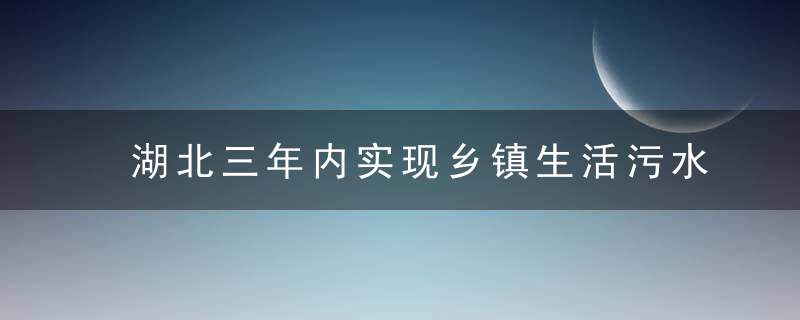 湖北三年内实现乡镇生活污水治理全覆盖