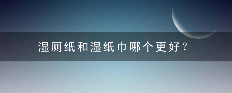 湿厕纸和湿纸巾哪个更好？