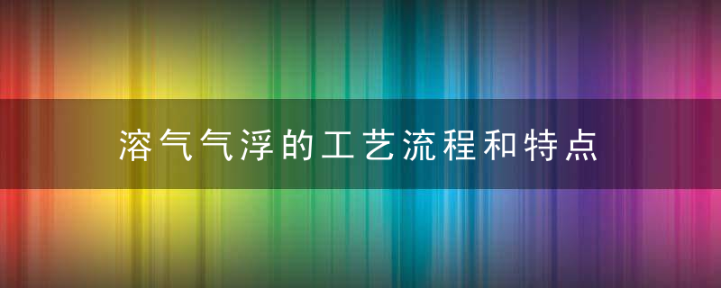 溶气气浮的工艺流程和特点