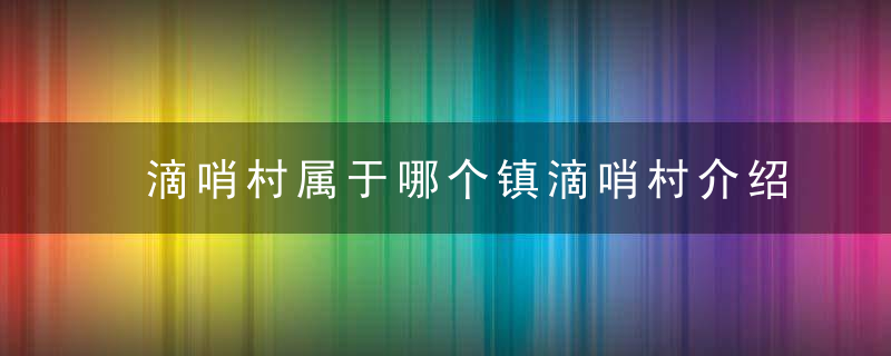 滴哨村属于哪个镇滴哨村介绍，哨冲有几个村委会