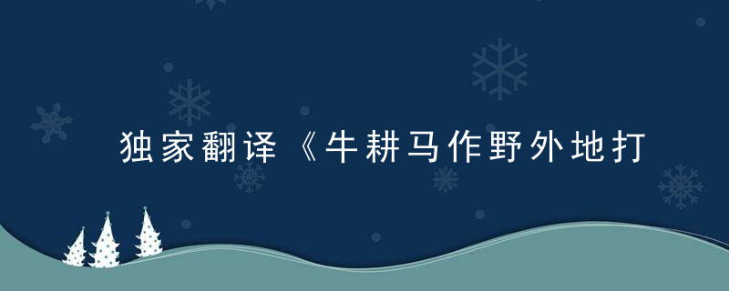 独家翻译《牛耕马作野外地打一生肖》代表什么生肖和意思