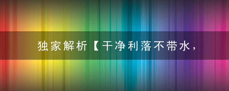 独家解析【干净利落不带水，龙腾虎跃满天飞】指什么生肖