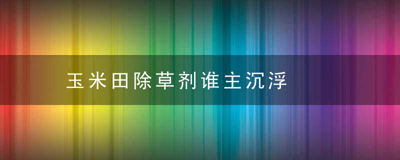 玉米田除草剂谁主沉浮