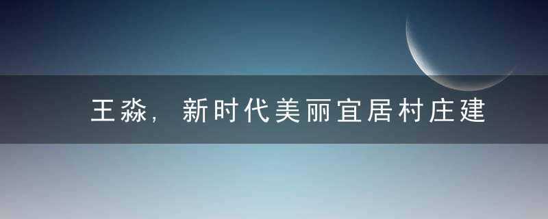 王淼,新时代美丽宜居村庄建设的理论思考与实践探析