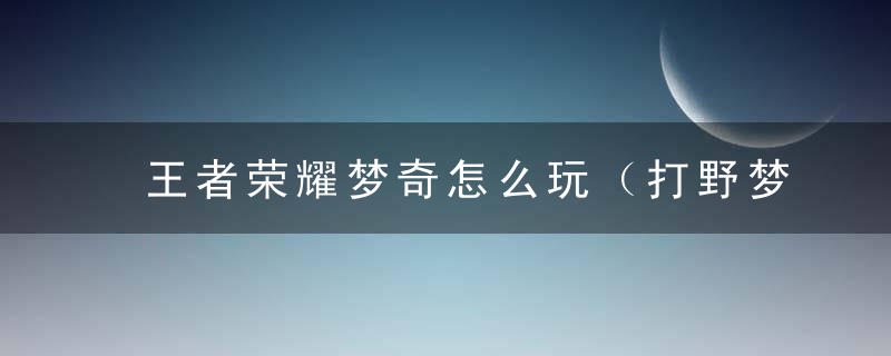 王者荣耀梦奇怎么玩（打野梦奇玩法详解）