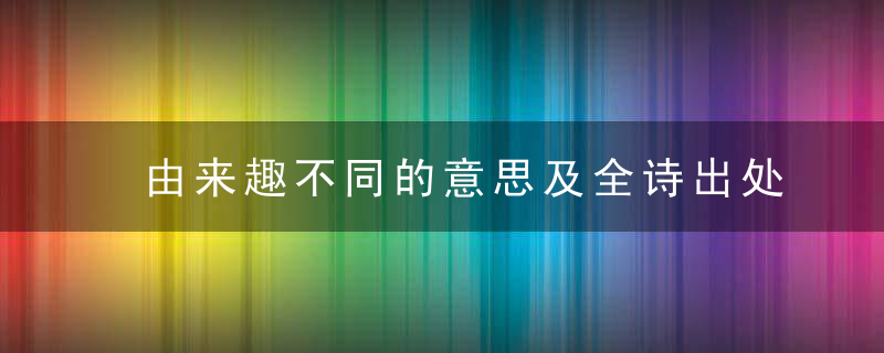 由来趣不同的意思及全诗出处 由来趣不同的意思介绍