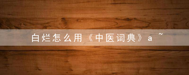 白烂怎么用《中医词典》a~b 白烂