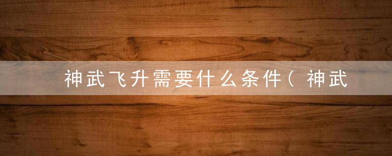 神武飞升需要什么条件(神武4飞升流程详解)