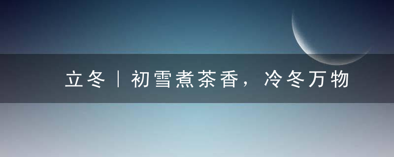 立冬｜初雪煮茶香，冷冬万物藏