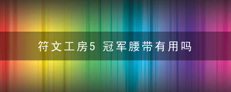 符文工房5冠军腰带有用吗