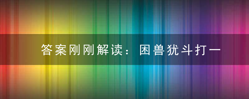 答案刚刚解读：困兽犹斗打一生肖，困兽犹斗猜一生肖是什么动物