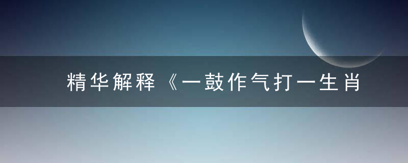精华解释《一鼓作气打一生肖》是什么生肖《一鼓作气》解一动物