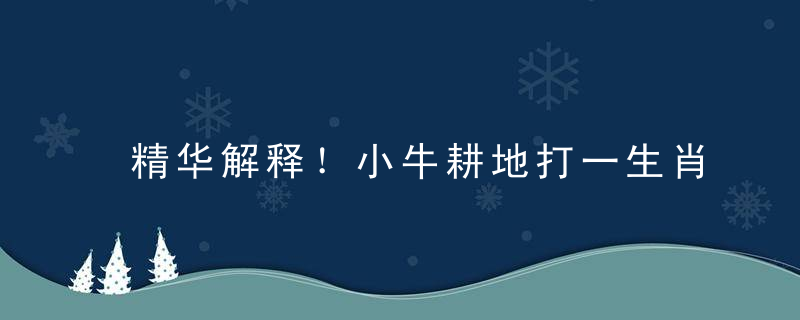 精华解释！小牛耕地打一生肖动物，小牛耕地是什么生肖数字