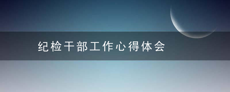 纪检干部工作心得体会