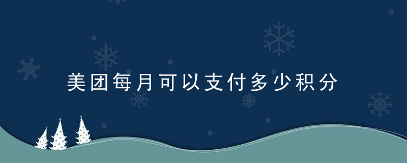 美团每月可以支付多少积分