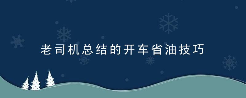 老司机总结的开车省油技巧