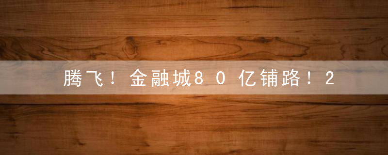 腾飞！金融城80亿铺路！2桥梁 5主路 16车道隧道！