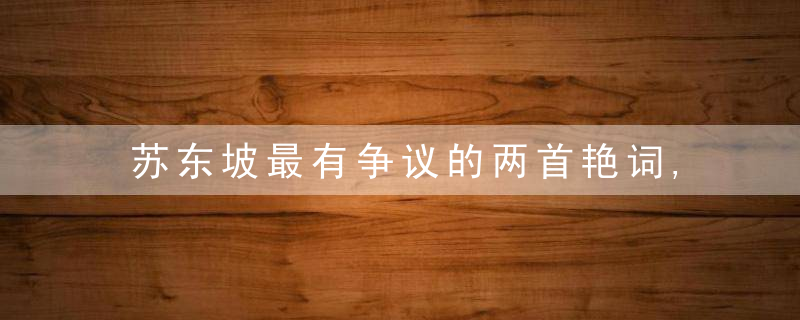 苏东坡最有争议的两首艳词,至今存疑!