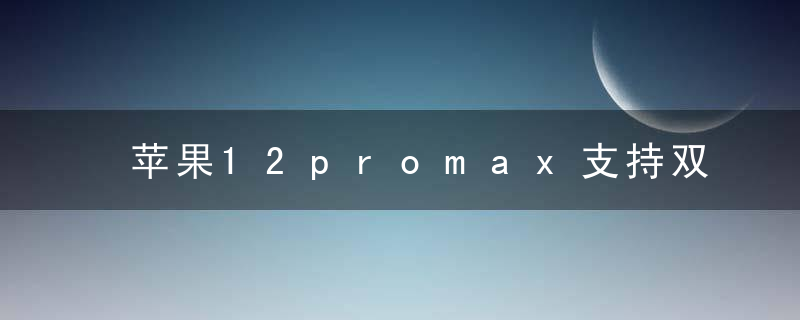 苹果12promax支持双卡双待吗