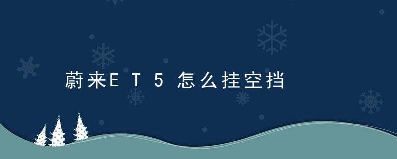 蔚来ET5怎么挂空挡