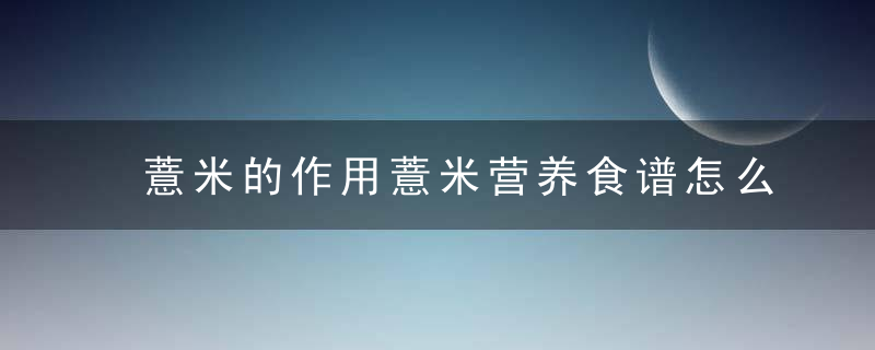 薏米的作用薏米营养食谱怎么做