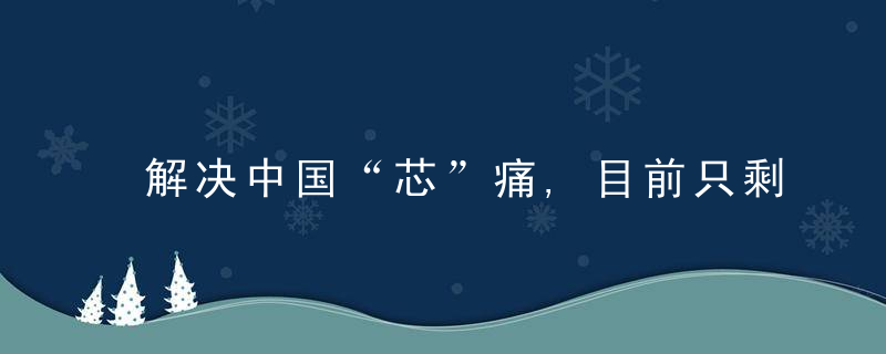 解决中国“芯”痛,目前只剩下这个办法了