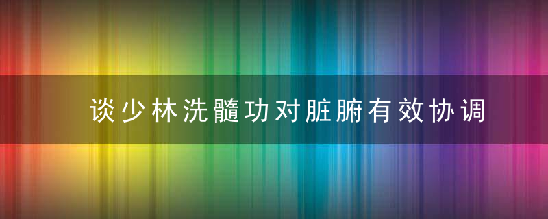 谈少林洗髓功对脏腑有效协调的功能