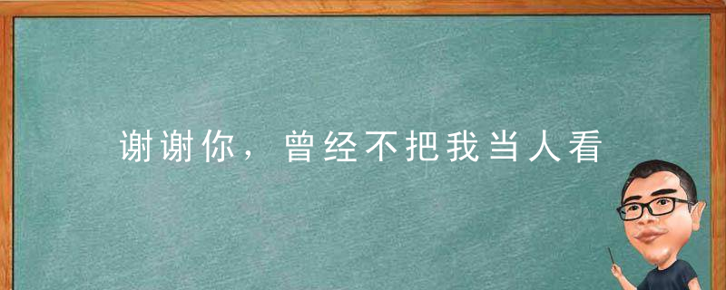 谢谢你，曾经不把我当人看