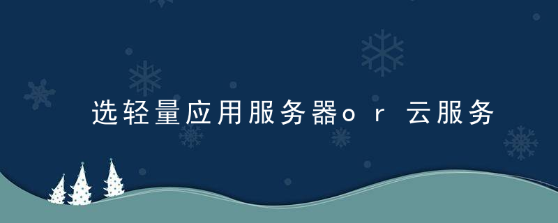 选轻量应用服务器or云服务器ECS一图帮你彻底区分
