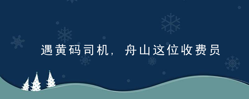 遇黄码司机,舟山这位收费员教科书般应急处理,近日最新