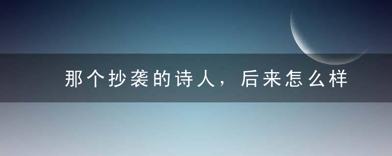 那个抄袭的诗人，后来怎么样了