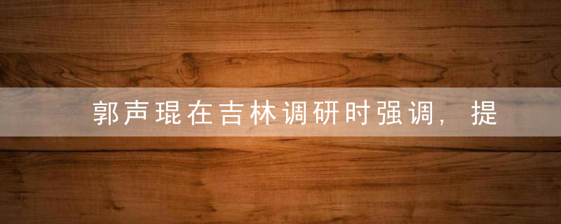 郭声琨在吉林调研时强调,提高站位把握区位履职到位,为