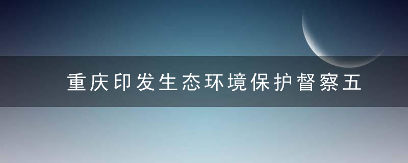 重庆印发生态环境保护督察五项制度,建立“四位一体”督