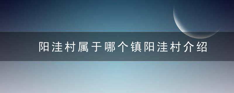 阳洼村属于哪个镇阳洼村介绍，阳洼村属于哪个乡镇