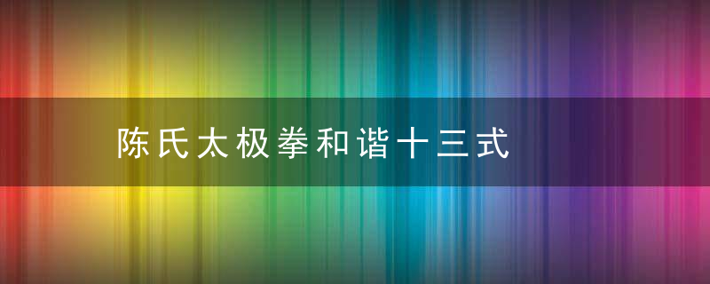 陈氏太极拳和谐十三式