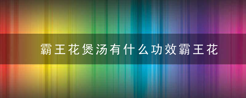 霸王花煲汤有什么功效霸王花煲瘦肉汤的做法