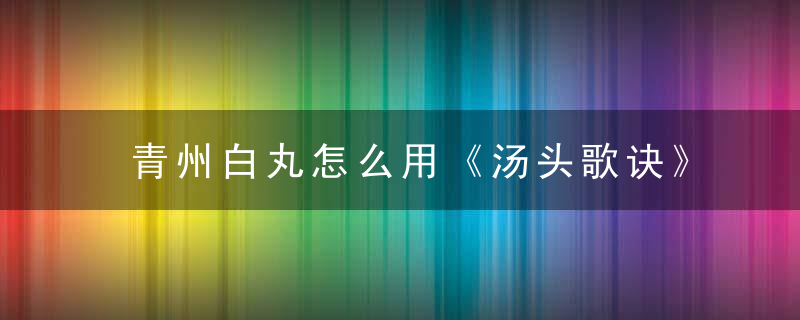 青州白丸怎么用《汤头歌诀》 青州白丸，青州白丸子方剂