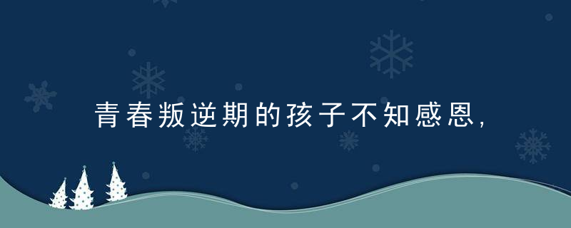 青春叛逆期的孩子不知感恩,不知敬畏,目中无人,该怎么