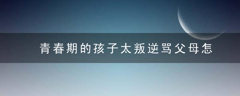 青春期的孩子太叛逆骂父母怎么办