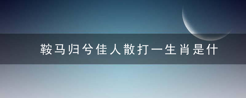 鞍马归兮佳人散打一生肖是什么生肖指什么动物解读