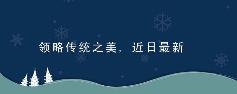领略传统之美,近日最新