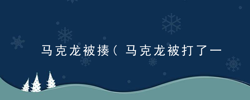 马克龙被揍(马克龙被打了一巴掌)