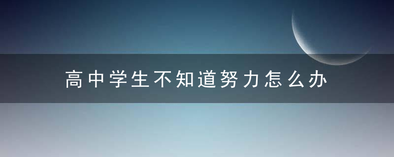 高中学生不知道努力怎么办