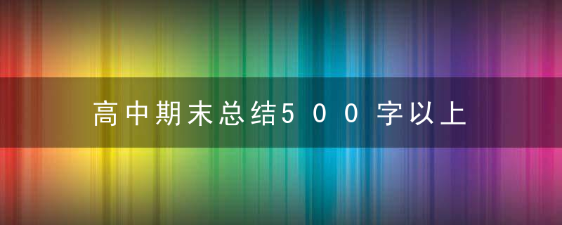 高中期末总结500字以上