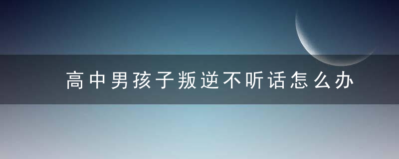 高中男孩子叛逆不听话怎么办